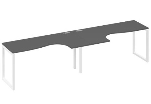 Рабочая станция эргономичная (2х160) Мира Одри, цвет антрацит премиум + белый