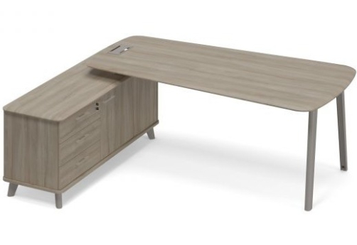 Стoл с опорной тумбой (тип 3) левый для руководителя Види Металл, цвет вяз