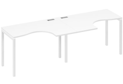 Рабочая станция эргономичная 2х120 Классика Мира Лофт, цвет белый премиум + белый