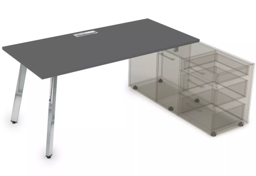 Стол на опорной тумбе, цвет графит