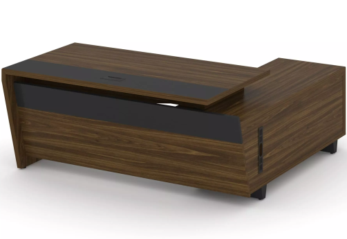 Стол руководителя с опорной тумбой (левый), цвет орех + графит