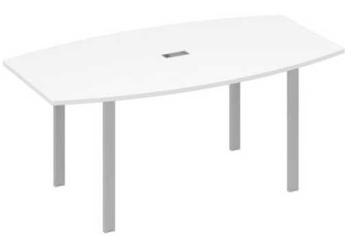 Стол для переговоров фигурный Мира Нумо, цвет белый премиум + серый