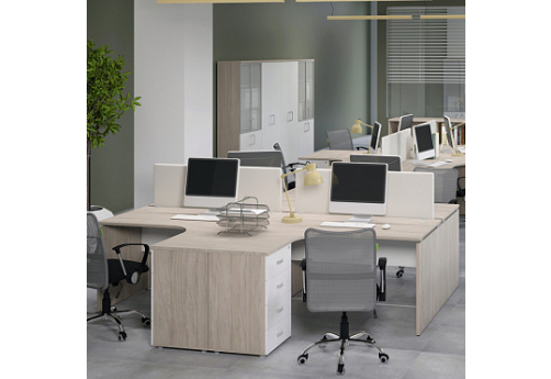 Составной стол на 4 рабочих места Атлас, цвет денвер светлый