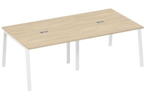 Стол для переговоров Мира Трио, цвет дуб скандинавский + белый