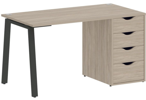 Стол письменный с тумбой 4 ящика, цвет дуб аттик + антрацит