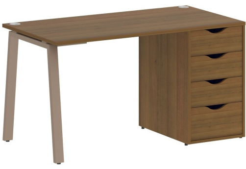 Стол письменный с тумбой 4 ящика, цвет орех + мокко