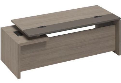 Стол руководителя с кабель-каналами с тумбой 3-ящичной с замком правый Британия, цвет дуб + серый