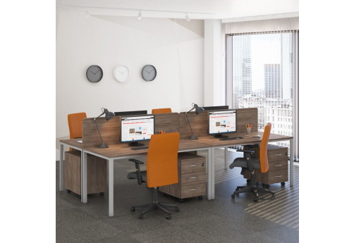 Рабочая станция на 4 человека Прайм Металл 25, цвет шамони темный + серый