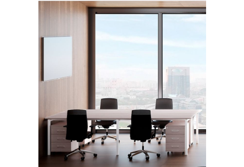 Рабочая станция на 4 человека Брента, цвет светлый дуб + белый