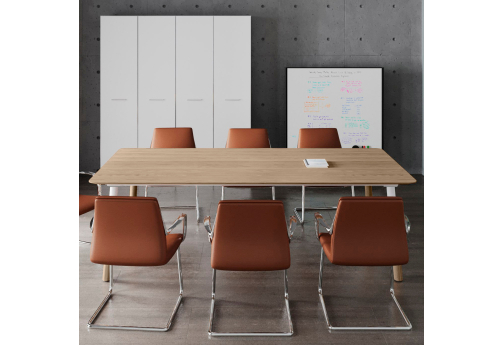 Стол для переговоров Милтон, цвет дуб светлый + белый бриллиант