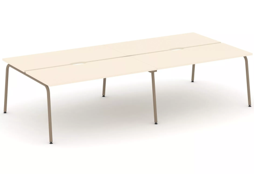 Рабочая станция на 4 места (с вырезом под провода), цвет сатин