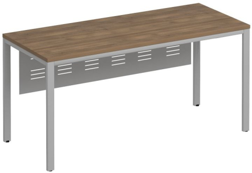 Стол письменный на металлокаркасе с металлическим экраном Прайм Металл 25, цвет шамони темный + серый