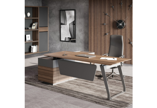 Стол на опорной тумбе правый Каприо, цвет орех