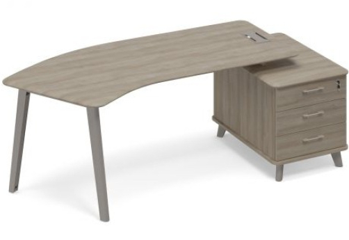 Стол эргономичный на тумбе малой правый (тип 5) Види Металл, цвет вяз