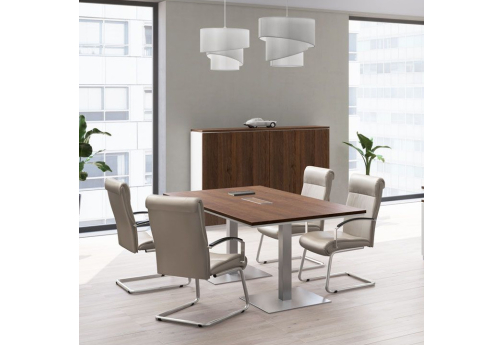 Стол для переговоров на квадратных опорах Римини Т, цвет дуб темный