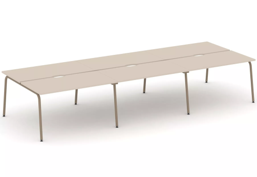 Рабочая станция на 6 мест (с вырезом под провода), цвет капучино