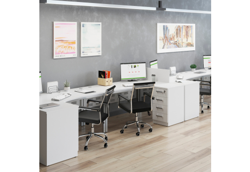 Составной стол на 2 рабочих места Сканди Белый, цвет белый