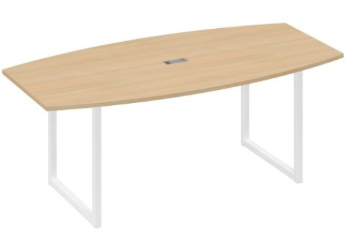 Стол для переговоров фигурный Мира Одри, цвет натуральный дуб + белый