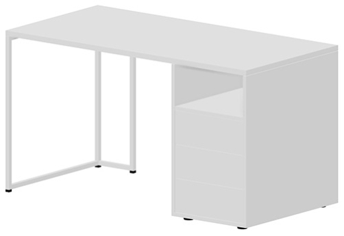 Стол на опорной тумбе правый Мейлон, цвет белый