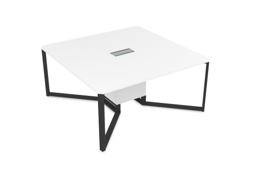 Стол-квадрат, цвет белый премиум + черный