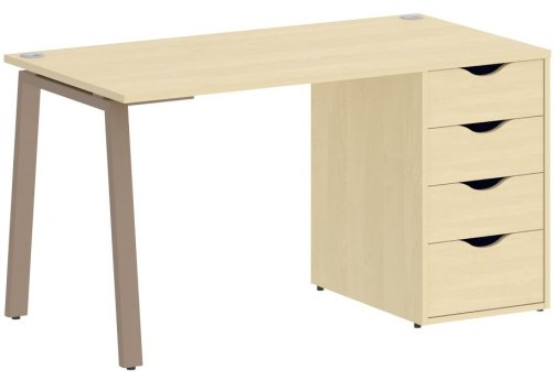 Стол письменный с тумбой 4 ящика, цвет клен + мокко