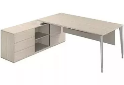 Стол с опорной тумбой левый, цвет ясень