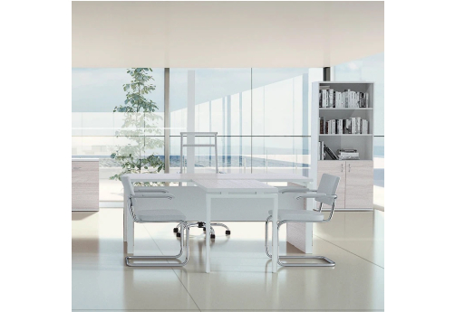 Стол руководителя с брифинг-приставкой Минти, цвет светлый дуб