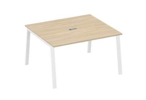 Стол для переговоров Мира Трио, цвет дуб скандинавский + белый