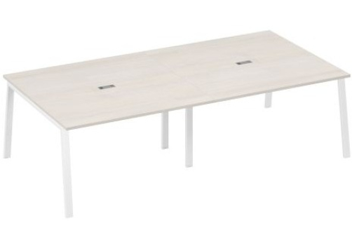 Стол для переговоров Мира Трио, цвет дуб шамони + белый