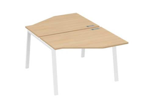 Рабочая станция эргономичная 2х120 Мира Трио, цвет натуральный дуб + белый