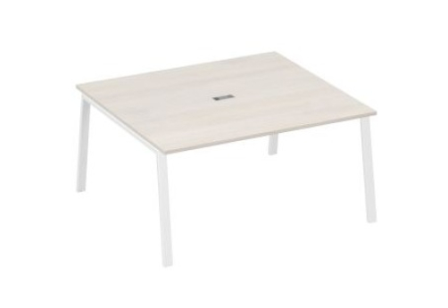 Стол для переговоров Мира Трио, цвет дуб шамони + белый