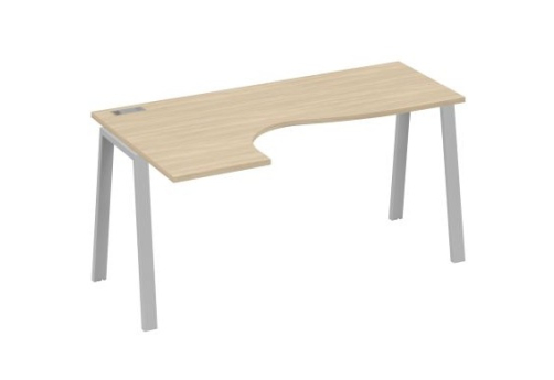 Стол эргономичный левый Мира Трио, цвет дуб скандинавский + серый