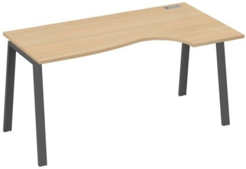 Стол эргономичный правый 160 Мира Трио, цвет натуральный дуб + антрацит