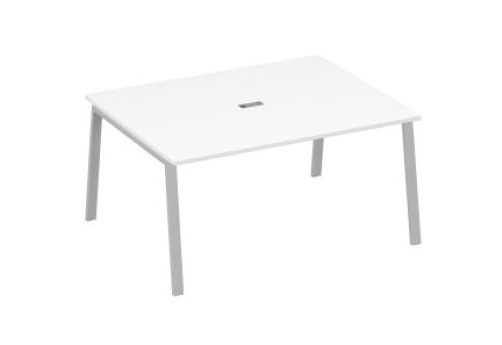 Стол для переговоров Мира Трио, цвет белый премиум + серый