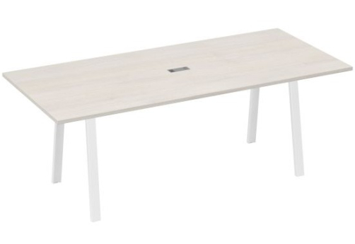 Стол для переговоров 220 Мира Трио, цвет дуб шамони + белый