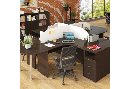 Рабочая станция на 4 человека МЛ Стиль Венге, цвет венге