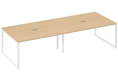 Стол для переговоров прямоугольный Мира Одри, цвет натуральный дуб + белый