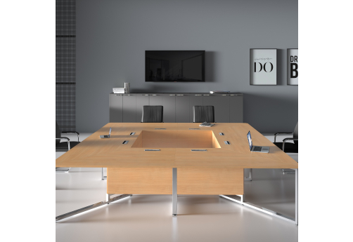 Стол для переговоров Кенвуд Конференц, цвет романо + металл-глянец