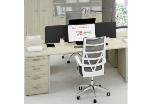 Рабочая станция (2х120) с приставными тумбами Мира Нумо, цвет дуб скандинавский + серый