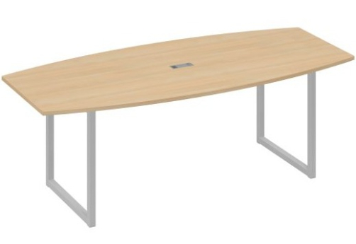 Стол для переговоров фигурный Мира Одри, цвет натуральный дуб + серый