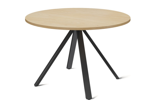 Стол для переговоров круглый, цвет светлый дуб + черный