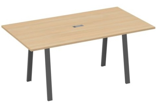 Стол для переговоров 180 Мира Трио, цвет натуральный дуб + антрацит