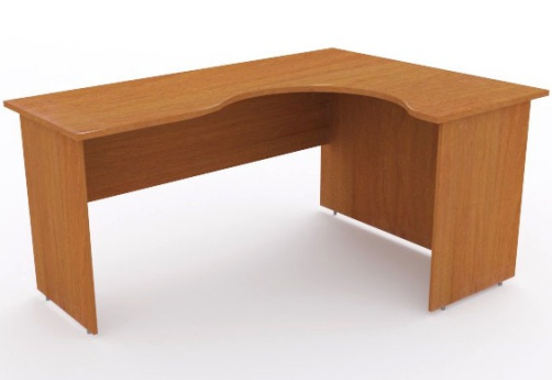 Стол рабочий криволинейный правый, цвет орех