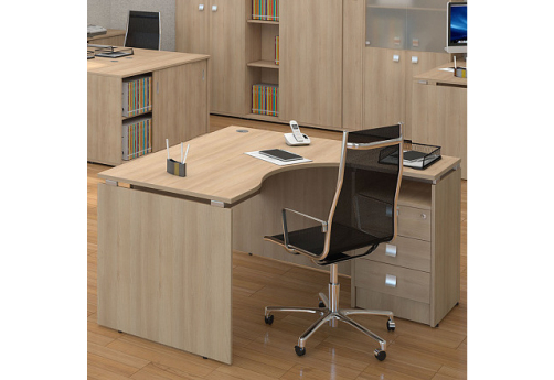 Стол эргономичный правый с тумбой Болеро, акация