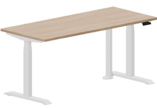 Стол регулируемой высоты Бенет, цвет светлый дуб + белый