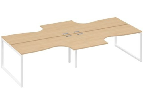 Рабочая станция эргономичная (4х160) Мира Одри, цвет натуральный дуб + белый