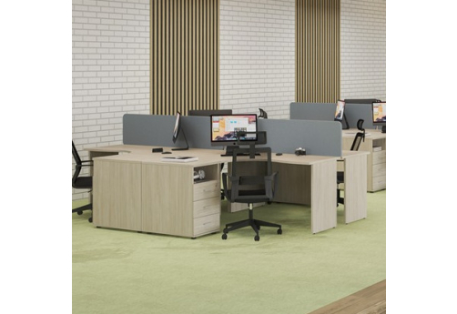 Рабочая станция на 4 человека Индиго Вуд, цвет дуб светлый