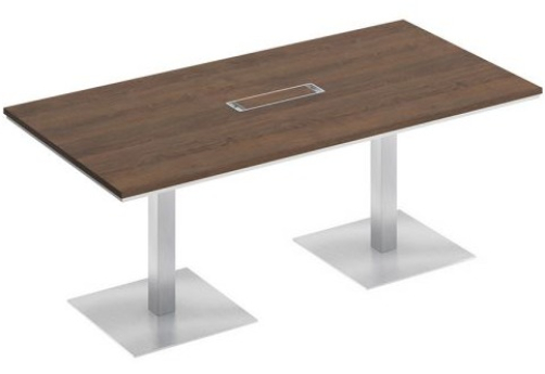 Стол для переговоров на квадратных опорах Римини Т, цвет дуб темный