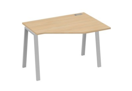 Стол эргономичный правый Мира Трио, цвет натуральный дуб + серый