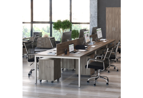 Бенч-система на 6 рабочих мест Сканди Темный, цвет шамони темный